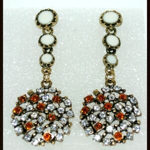 Costume Amber and crystal earrings